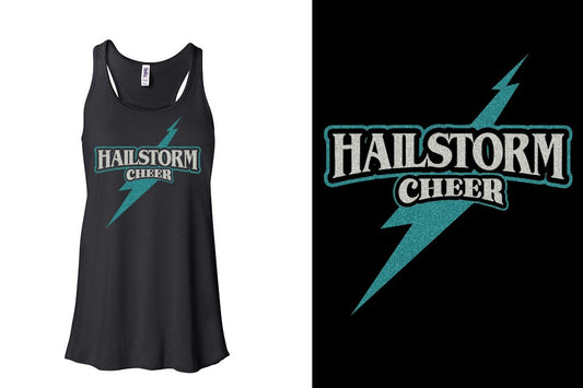 HAILSTORM CHEER Glitter 2-Color Youth Flowy Racerback Tank