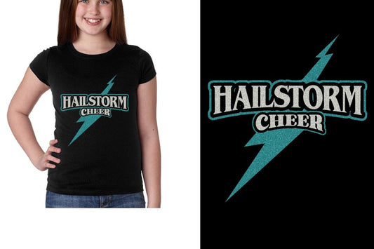 HAILSTORM CHEER Glitter 2-Color Girls' Princess T-Shirt